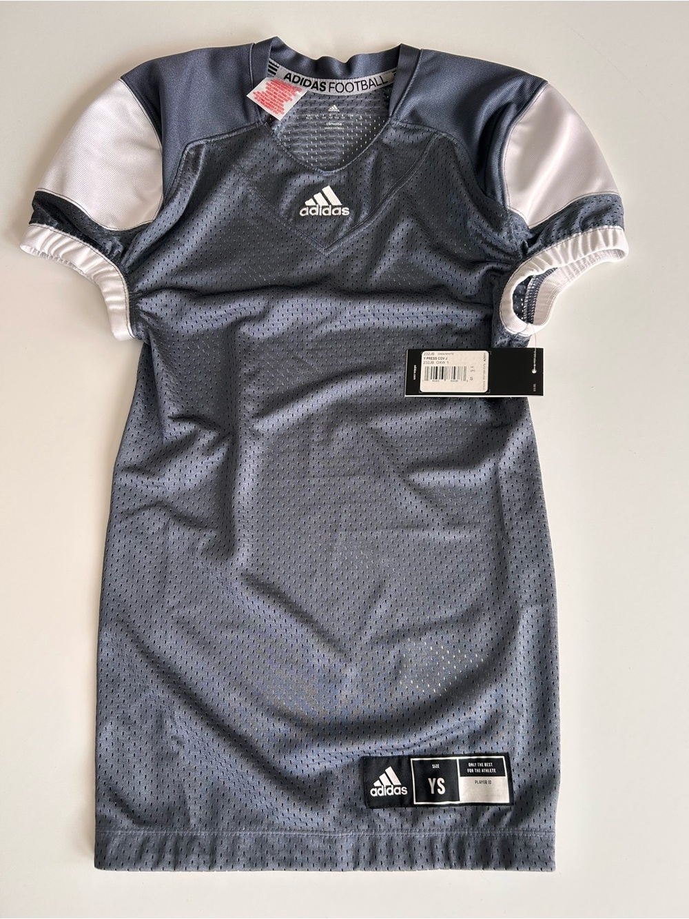 ADIDAS Press Coverage Practice Football Jersey ONIX WHITE Dark Gray Youth Small
